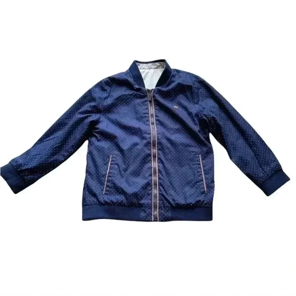 Mayoral Polka Dot Navy/ Beige Reversable Toddler Boy JacketSZ 3-4T